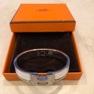 Hermès PM narrow clic clay white/silver.